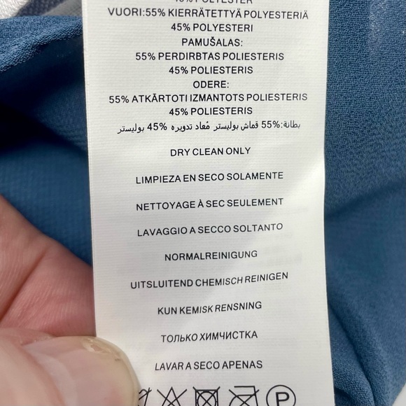 Michael Kors Women’s Short Sleeve Faux Wrap Dress Dark Chambray Blue Stripes Lg - Picture 9 of 11